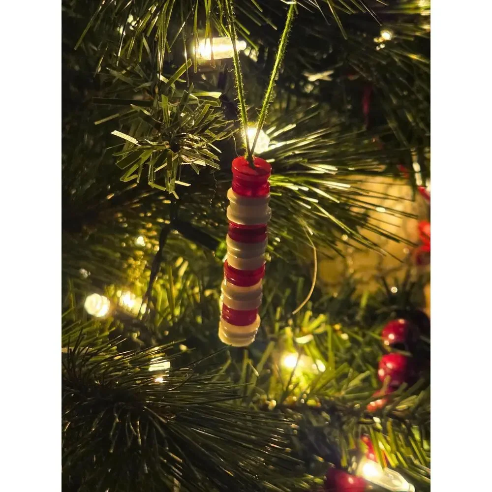 Peppermint Stick Button Ornament – Handmade Holiday Decor & Whimsical Gift